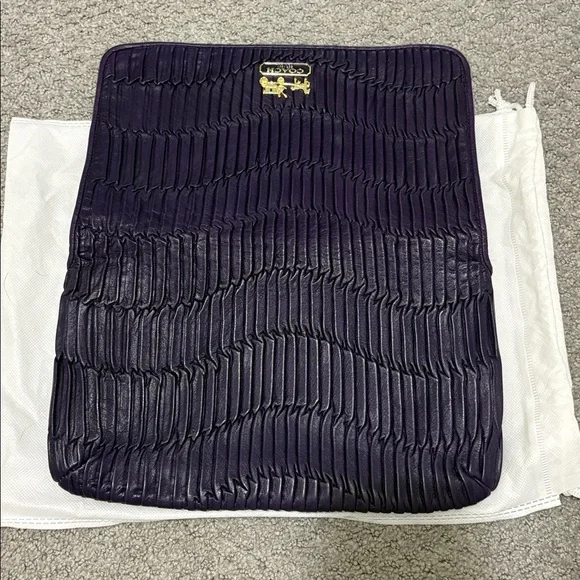 Coach Madison Gathered Dark Purple Pleated Clutch - Picture 9 of 10